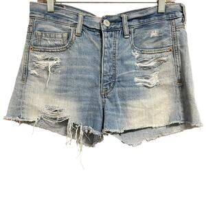 American Eagle High Rise Distressed Faded Denim Shorts Size 4
